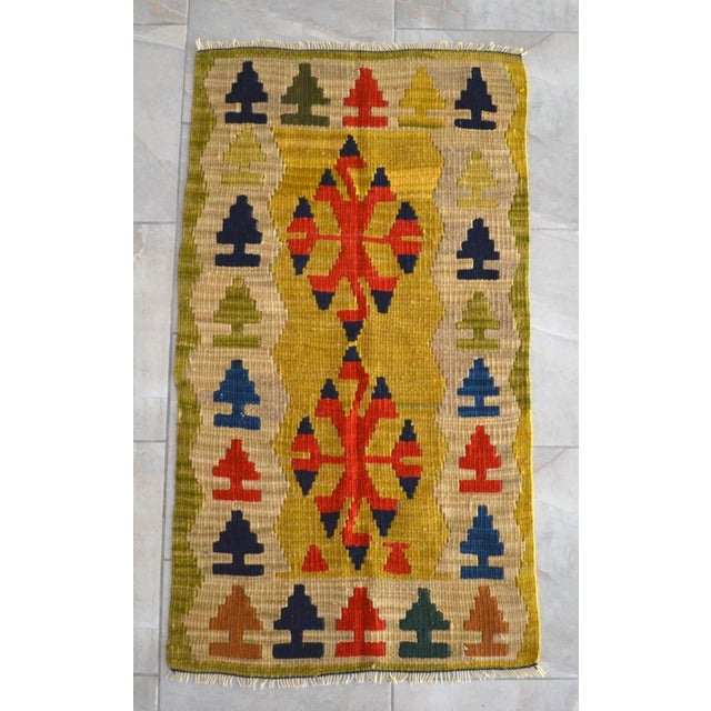 1990s 1990s Turkish Rug Hand-Woven Mini Kilim Rug - 2' X 3'8" For Sale - Image 5 of 10