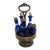 Antique Victorian Silver Plate an Cobalt Blue Glass 5-Bottle Caster Cruet Set For Sale