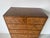 1970’s Vintage John Widdicomb Campaign Burled Wood Highboy Dresser on Casters With Recessed Brass Hardware For Sale - Image 11 of 13