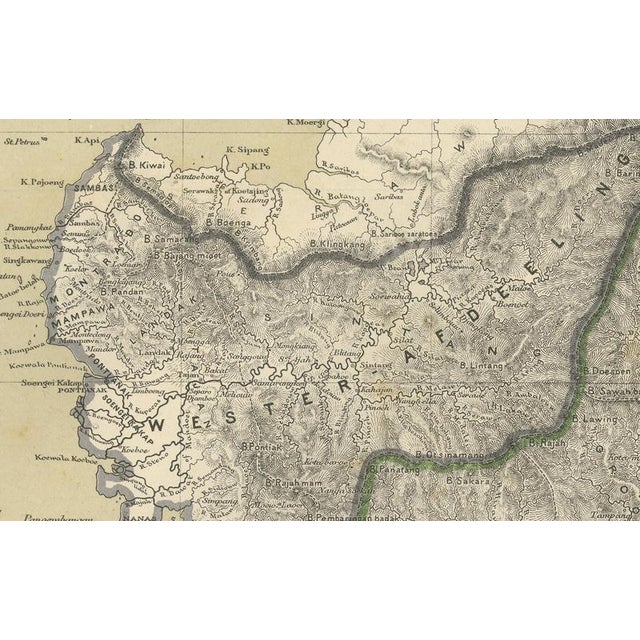 Paper Antique Map of Borneo, 1884 For Sale - Image 7 of 10