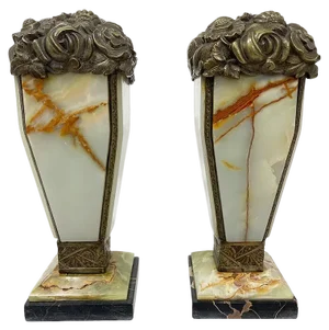 French Art Deco Bronze and Onyx Mantelpieces, 1920s, Set of 2