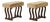 Italian Art Deco Stools With Wavy Dark Wood Legs, a Pair, 1940's For Sale