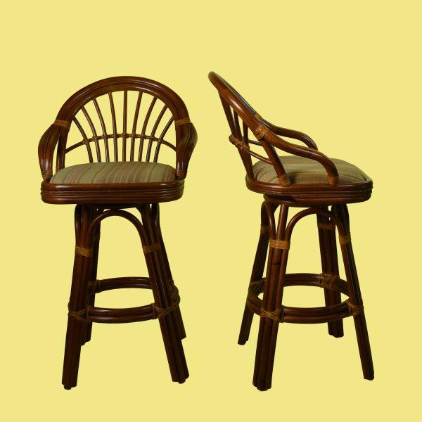 Late 20th Century Set of 3 Bent Rattan Barstools For Sale - Image 5 of 5