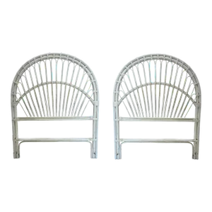 Vintage Painted Rattan Twin Headboards - a Pair