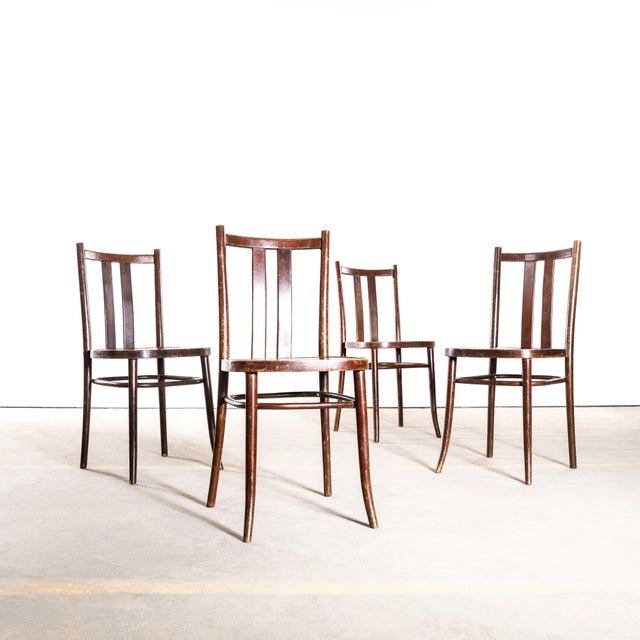 Vintage Dark Oak Refined Bentwood Dining Chairs, 1950s, Set of 4 For Sale - Image 10 of 10