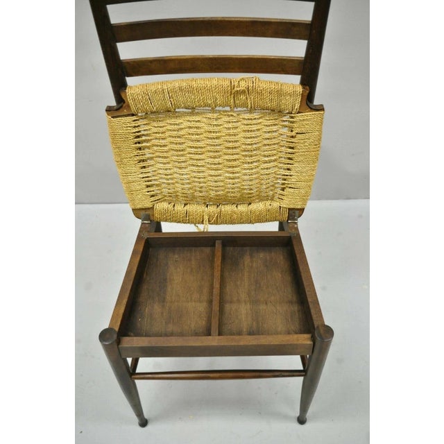 Vintage Mid Century Italian Modern Wood & Rope Clothing Valet Butlers Chair For Sale - Image 9 of 10