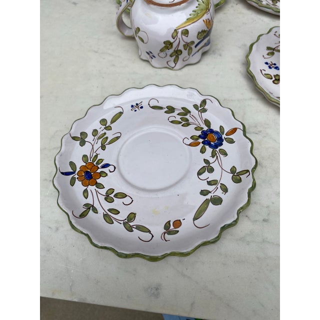 1920s 1920s French Faience Cups & Saucers - Set of Four For Sale - Image 5 of 7