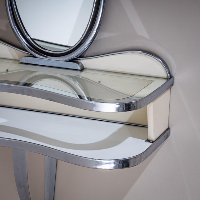 Wall-mounted Vanity Console with Mirror by Gio Ponti, Italy, 1930s For Sale - Image 11 of 11