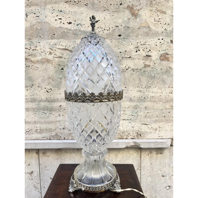 Faceted Crystal Table Lamp, 1950s For Sale - Image 4 of 7