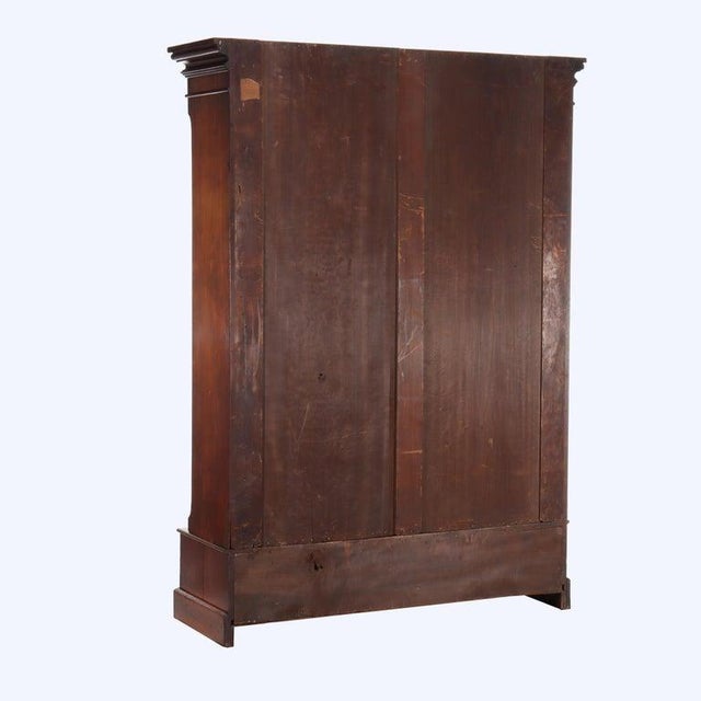Oversized Antique Victorian 2-Door 2-Drawer Walnut Bookcase C1890 For Sale - Image 16 of 18