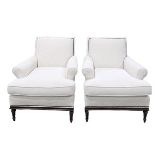 Pair of Lillian August Shelley Bouclé Lounge Chairs For Sale
