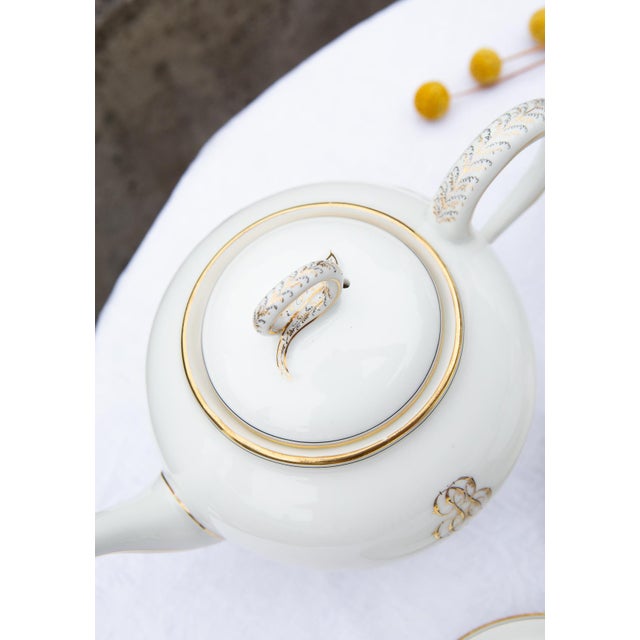 Tea Service for 6 from Mansard et Fils Porcelain, 1890s, Set of 14 For Sale - Image 3 of 13