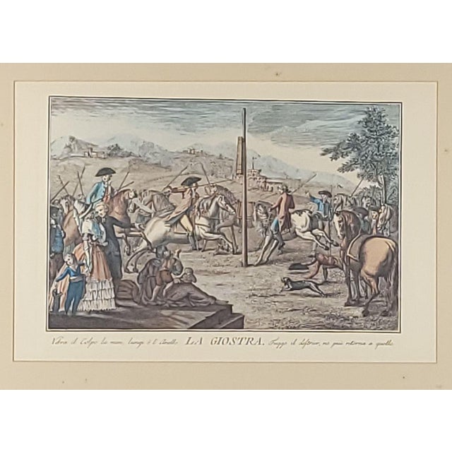 A 19th-century hand-colored Italian engraving, "La Giostra".