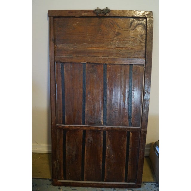 Red Antique Chinese Hand Painted Elm Wood Wall Panel For Sale - Image 8 of 9