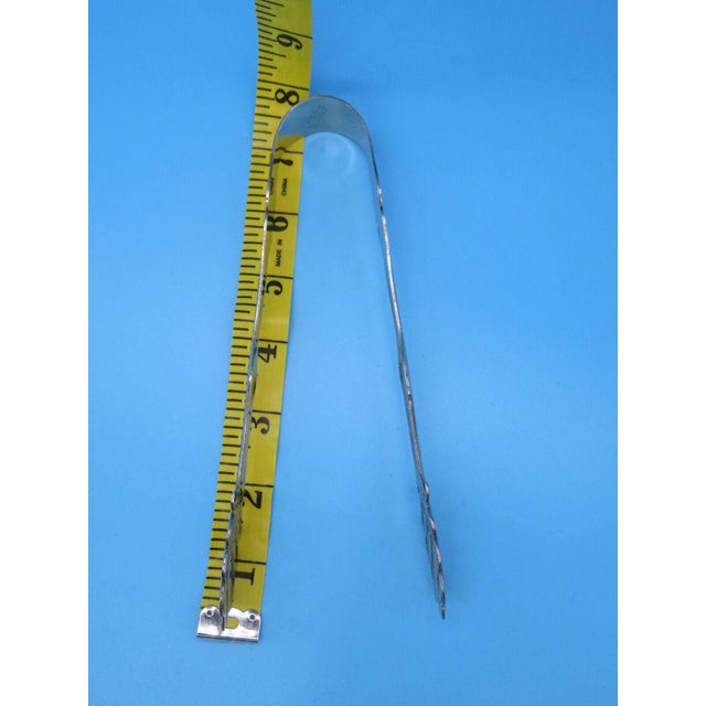 Art Deco Vintage Art Deco Leaf Silverplate Ice Salad Canape Tongs Barware, 7” For Sale - Image 3 of 7