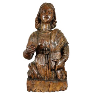 16th C. Italian Carved Walnut Statue For Sale