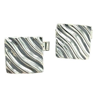 1990s Pair of Tiffany & Co Estate Cufflinks Sterling Silver For Sale