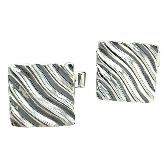 1990s Pair of Tiffany & Co Estate Cufflinks Sterling Silver For Sale