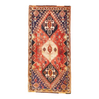 1970s Hand-Knotted Persian Qashqai Rug 2'8" X 5'4" For Sale