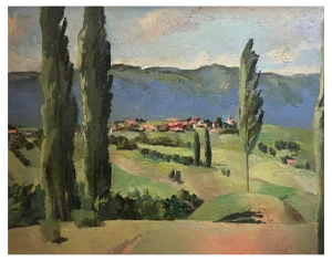 Herbert Theurillat, Countryside Landscape, Oil on Canvas