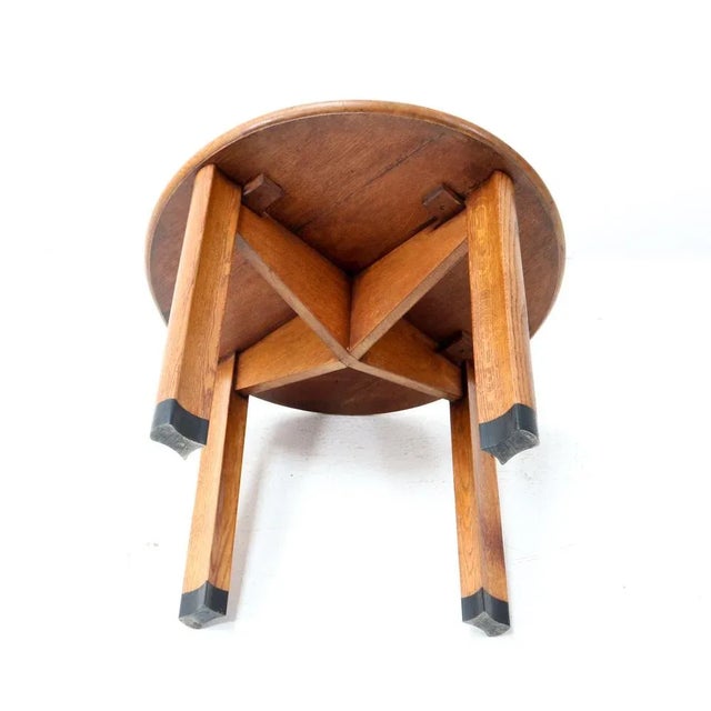 Wood Art Deco Amsterdam School Oak Side Table by Piet Kramer for Randoe, 1919 For Sale - Image 7 of 9