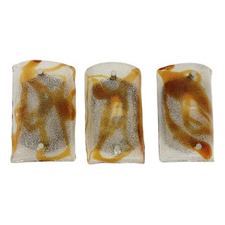 Murano Glass Wall Lamps in the style of Toni Zuccheri for Mazzega, 1970s, Set of 3 For Sale