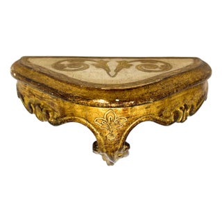 Vintage Italian Florentine Giltwood Wall Shelf – Hand-Carved & Painted – Neoclassical / Rococo Revival For Sale