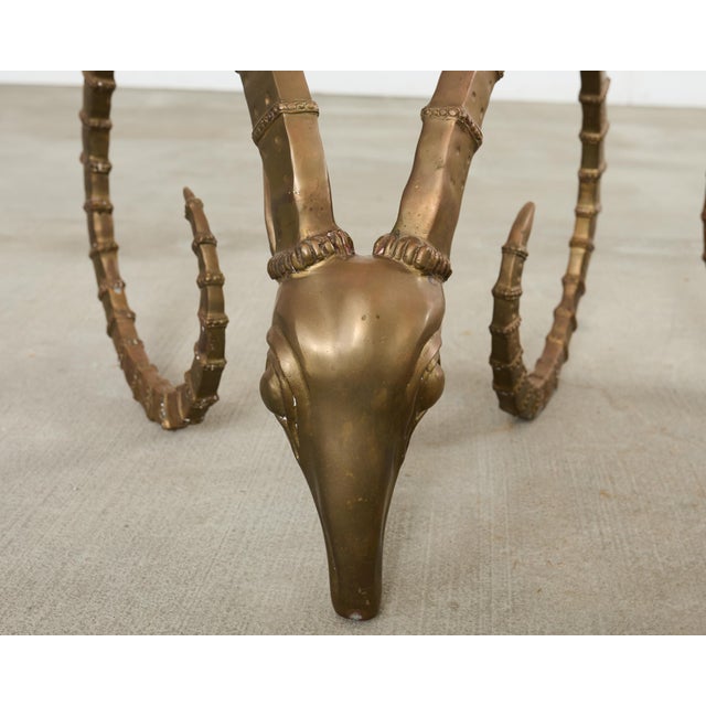 Metal Brass Lbex Rams Head Cocktail Table After Alain Chervet For Sale - Image 7 of 17