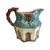 Sweet Early 20th Century Yellow and Blue Cottage Shaped Majolica Jug with Brown Twig Handle and Edge, Brown Door and Blue...