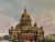 Ink Blue Original Galina Karmatskaya St. Petersburg Square Pen and Watercolor Painting, Matted For Sale - Image 8 of 12