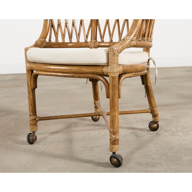 McGuire Organic Modern Rattan Barrel-Back Dining Chair For Sale - Image 11 of 18