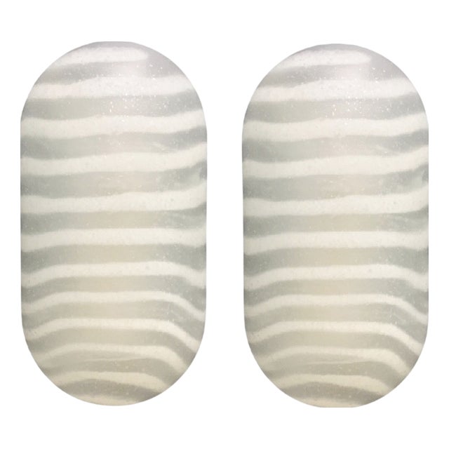 Modernist Striped Glass Wall Lamps from Peill & Putzler, Germany, 1970s, Set of 2 For Sale