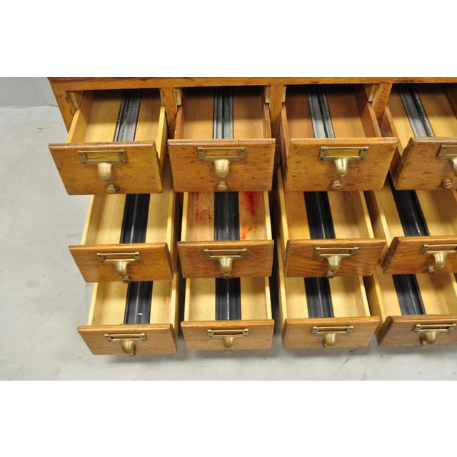 Antique Arts & Crafts Library 15 Drawer Mission Oak Stacking Card File Cabinet For Sale - Image 13 of 18