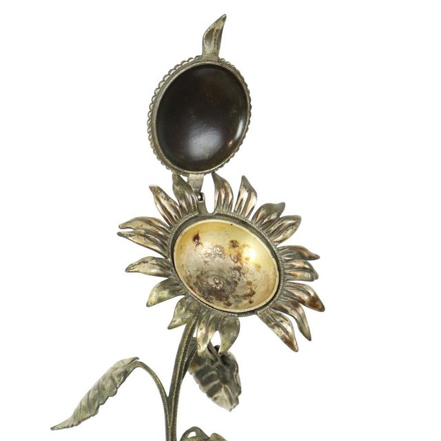 Large Sunflower Ashtray in Silver-Plated Bronze from S. Agudo, 1950s For Sale - Image 9 of 18