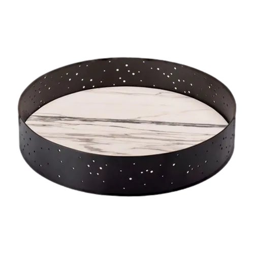 Marble and Steel Elliptical Centerpiece by Stella Orlandino for Kimano For Sale