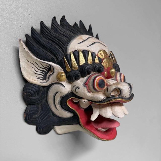 Contemporary Wooden Barong Mask Wall Decoration, 1980s, Indonesia For Sale - Image 3 of 10