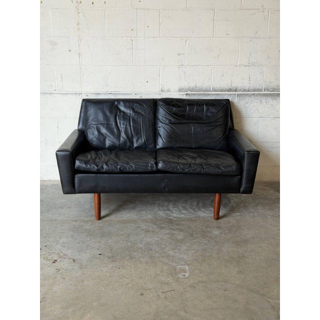 Black Leather Loveseat Mid-Century Modern 1960s For Sale - Image 11 of 11