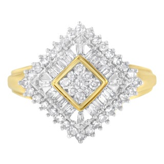 10K Yellow Gold Diamond Ballerina Ring (1 Cttw, I-J Color, I1-I2 Clarity) - Size 6 For Sale