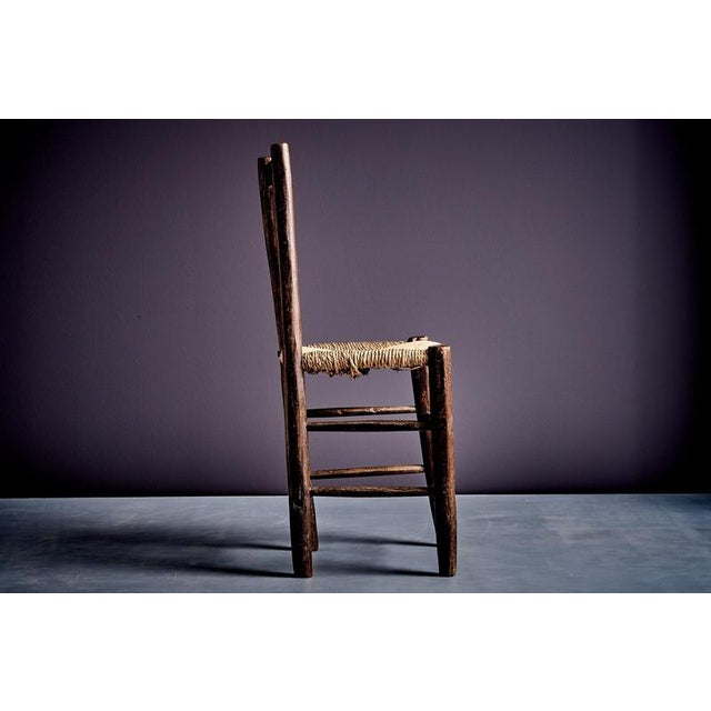 Brown Rustic Ladder-Back Chair with Straw Seat by Charlotte Perriand, France, 1900 For Sale - Image 8 of 11