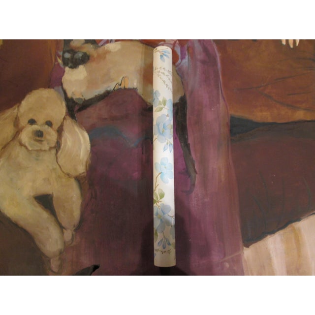 1970s Vintage Blue Flower Motif Wallpaper For Sale - Image 4 of 7