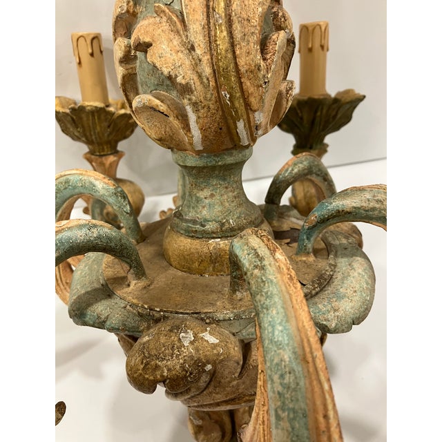 Italian 1970s Italian Painted Wood Chandelier For Sale - Image 3 of 9