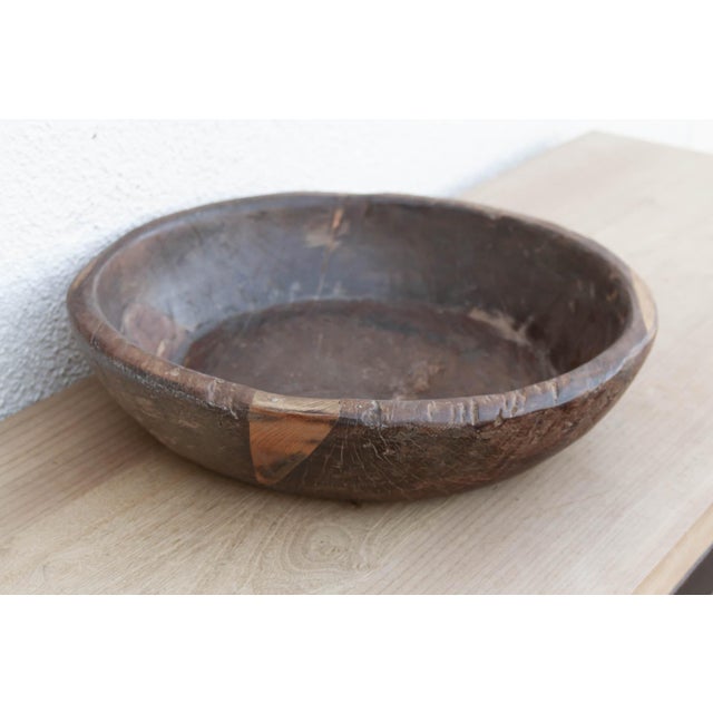16" Round Rustic Wood Tray For Sale - Image 4 of 6