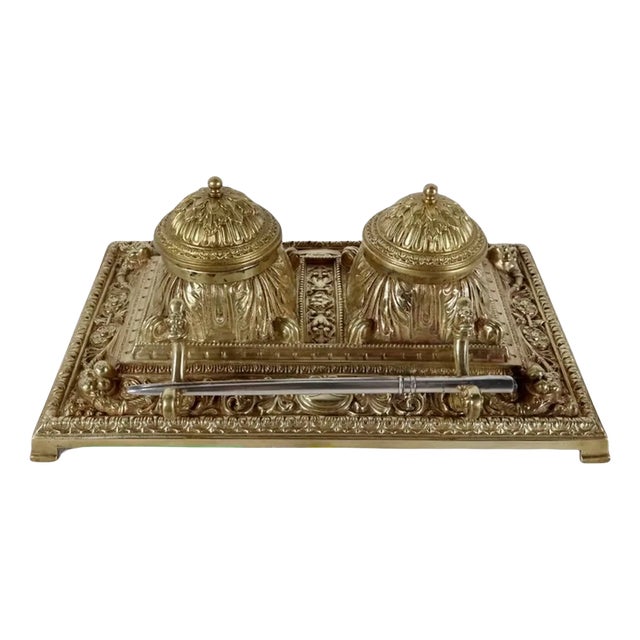 19th Century Golden Bronze Inkwell For Sale