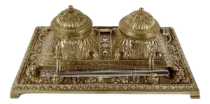 19th Century Golden Bronze Inkwell