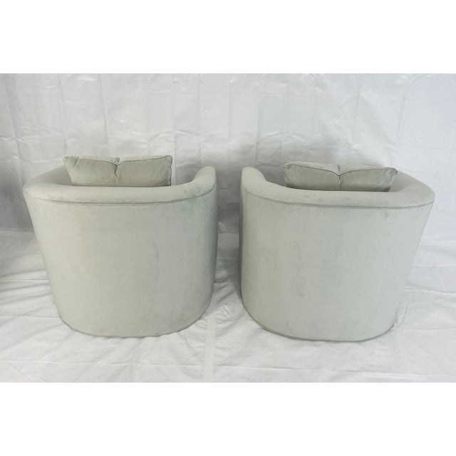 1990s 1990s Pair of Custom Barrel Swivel Lounge Chairs by Custom Craft Upholsterers, Usa For Sale - Image 5 of 18