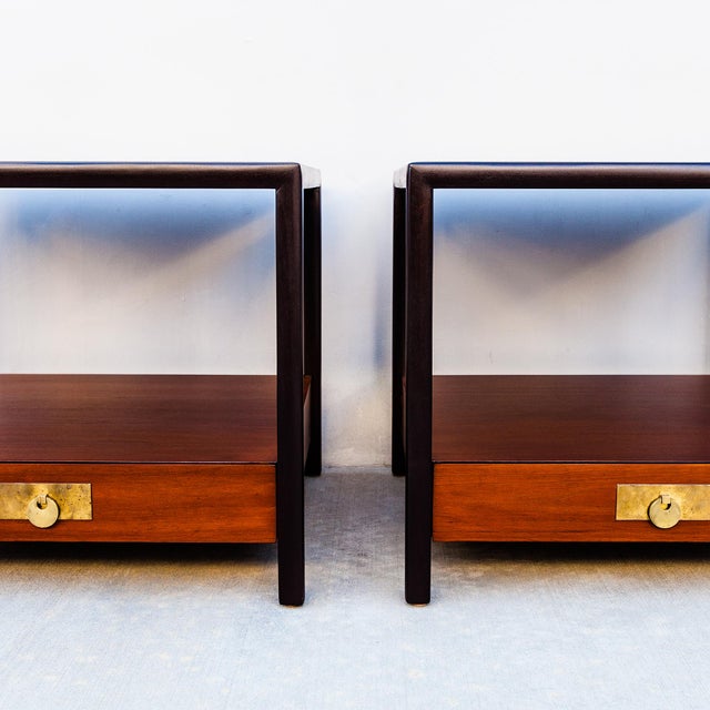 Wood 1950s Michael Taylor for Baker Restored Teak & Mahogany Side Tables For Sale - Image 7 of 14
