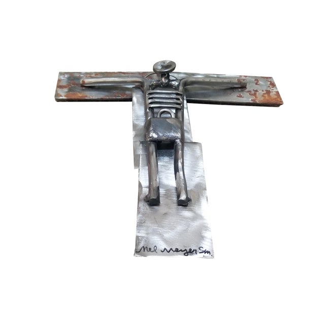 Brutalist Vintage Brother Mel Meyer Steel Crucifix Steel Art Sculpture For Sale - Image 3 of 8