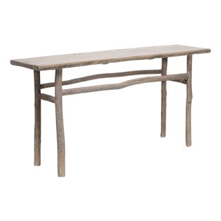 Vintage Rustic Elm Console Table For Sale