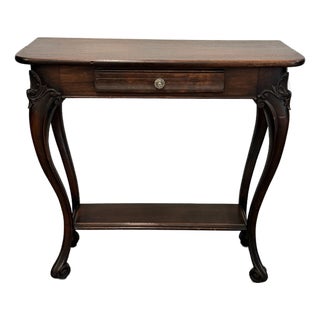 Vintage Traditional Console Sofa Table With Drawer & Lower Shelf – Solid Wood For Sale