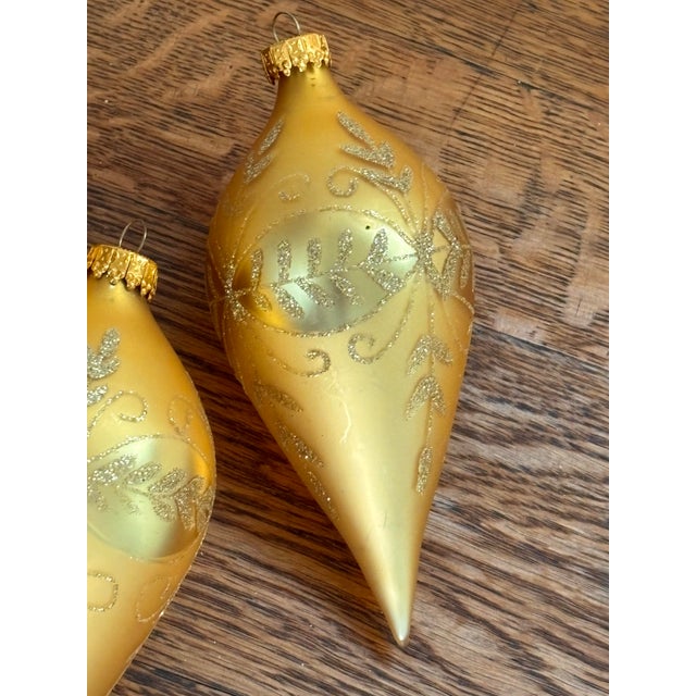 1990s Three Gold Hand-Painted Ornaments For Sale - Image 5 of 6